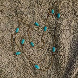 Kendra Scott- turquoise stone long necklace. Gold chain